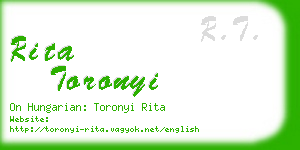 rita toronyi business card